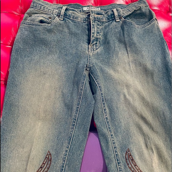 Liquid Jeans Beautiful & Bad Ass Embroidered & Cut Out Flared Bottom Jeans - 5 - Picture 6 of 7